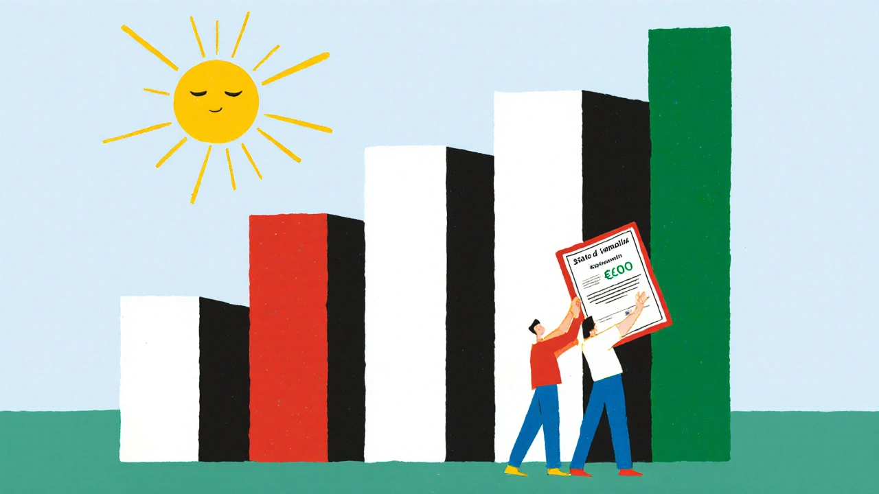 Grafico del risparmio con certificato e colori De Stijl