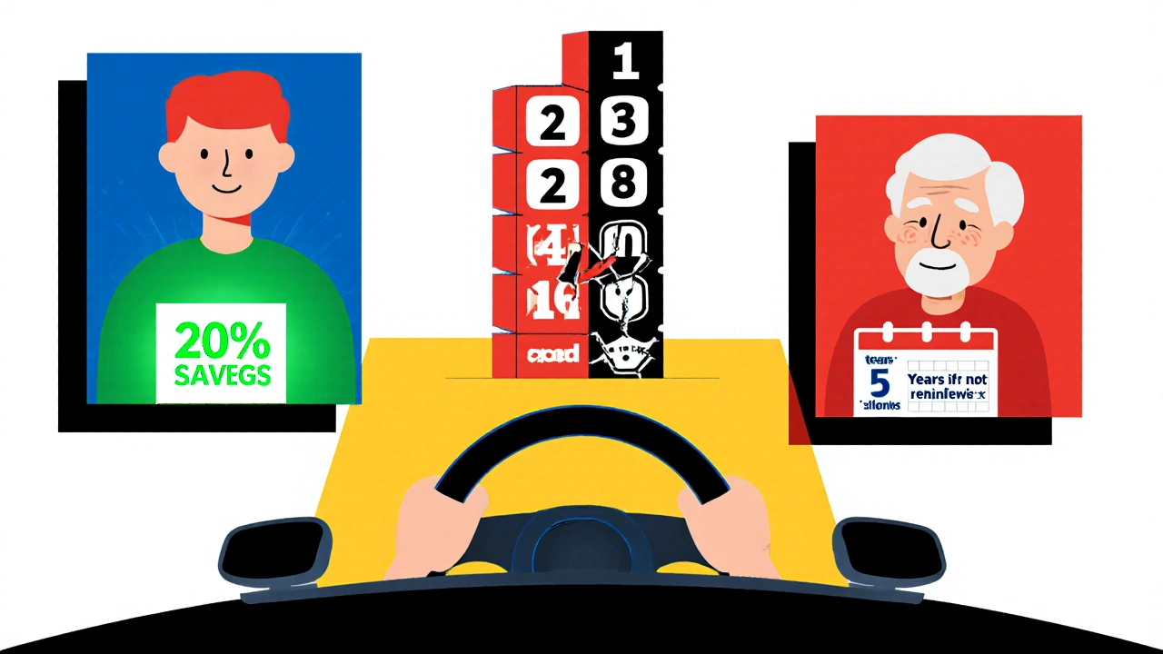Guidatore con scatola nera e calendario dei 5 anni senza sinistri in stile geometrico De Stijl.