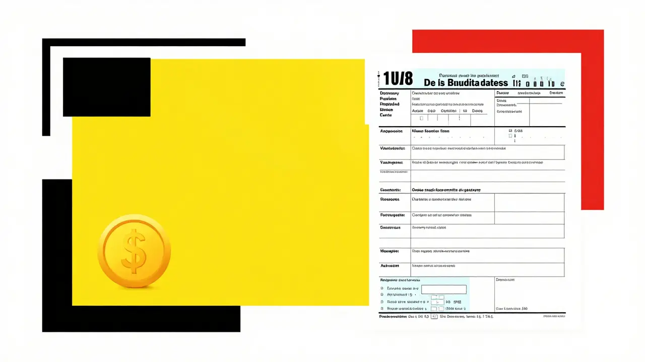 Composizione geometrica De Stijl che simboleggia documenti sanitari e benefici fiscali.