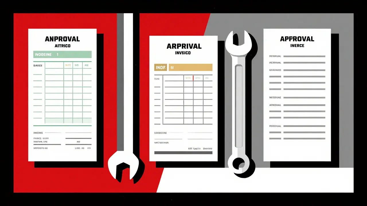 Documento e utensili rappresentati come blocchi stilizzati e ordinati