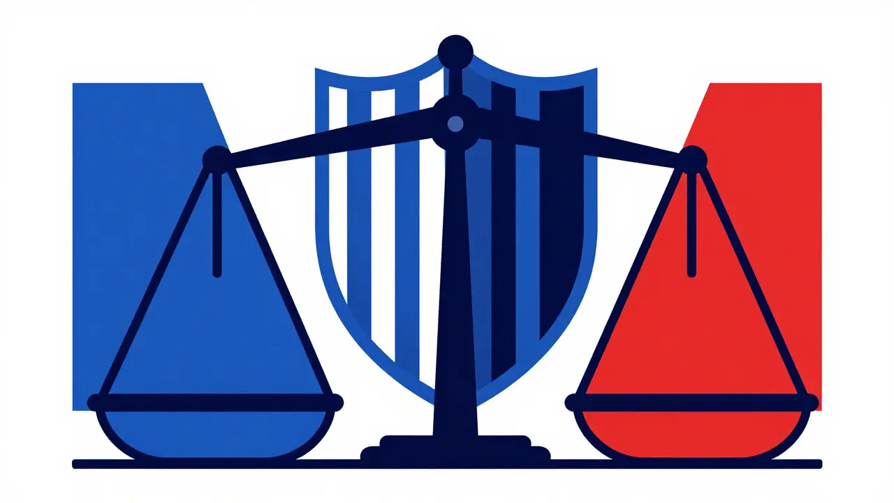 Giustizia e protezione simboleggiate da geometrie in colori primari