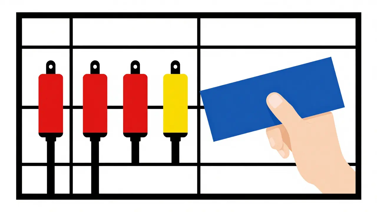 Illustrazione astratta in stile De Stijl che simboleggia la manutenzione dei sensori.