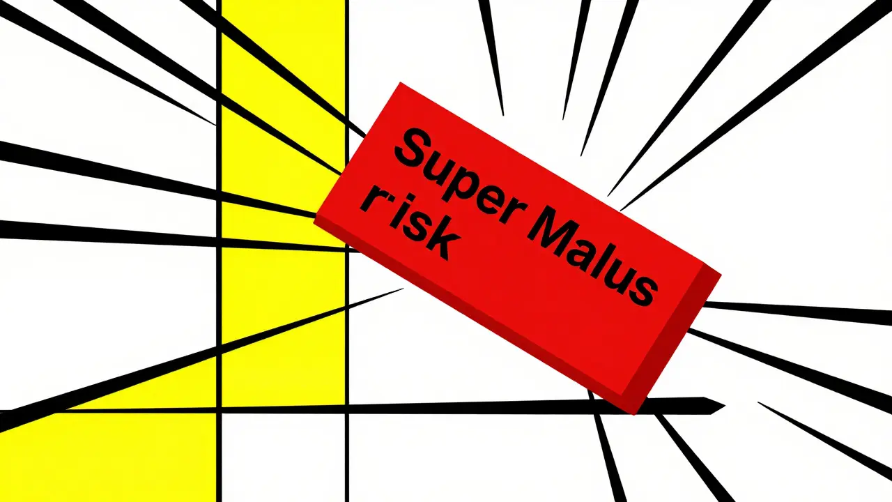 Rappresentazione astratta in stile De Stijl del rischio finanziario del super malus assicurativo.