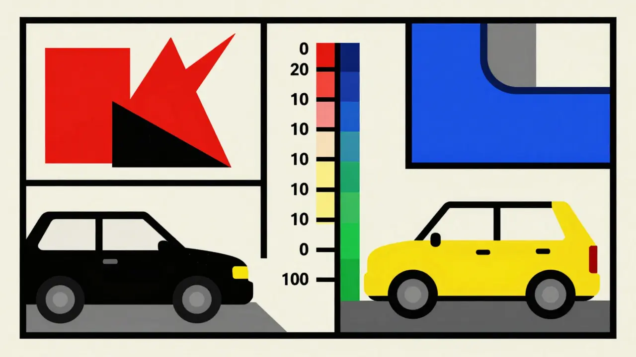 Composizione geometrica De Stijl che mostra il calcolo del punteggio di guida