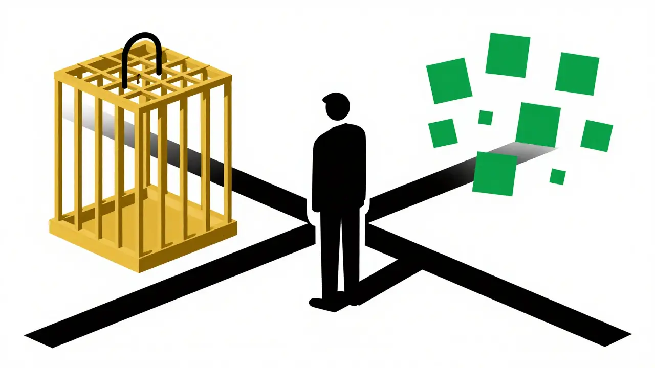 Illustrazione astratta De Stijl su flessibilità finanziaria e penali