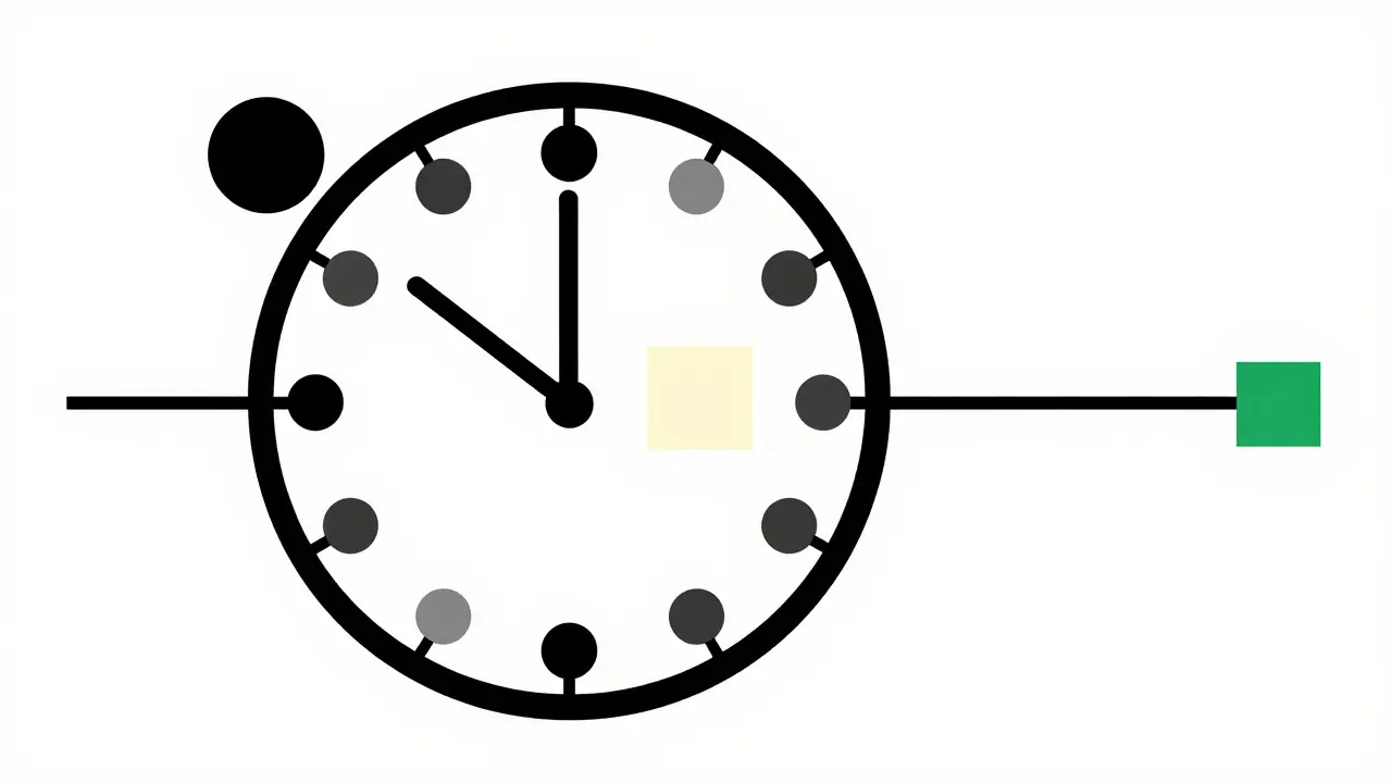 Orologio geometrico stilizzato che indica l'attesa di cinque anni per recuperare la classe di merito assicurativa.