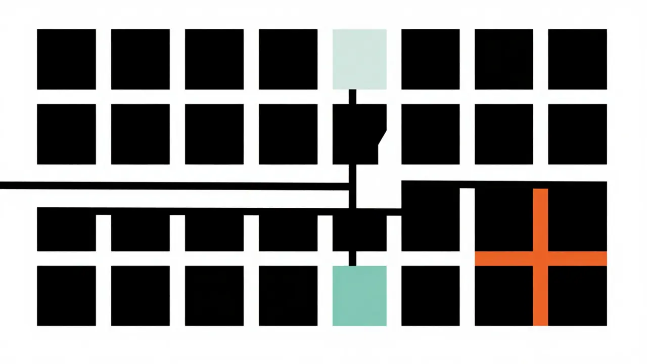 Rappresentazione geometrica di relè e circuiti elettrici in stile De Stijl