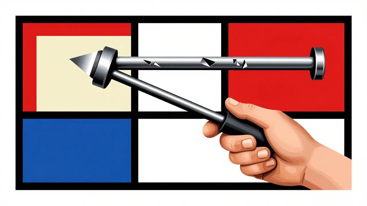 Schema grafico De Stijl dei segnali di allarme sull'asta dell'olio