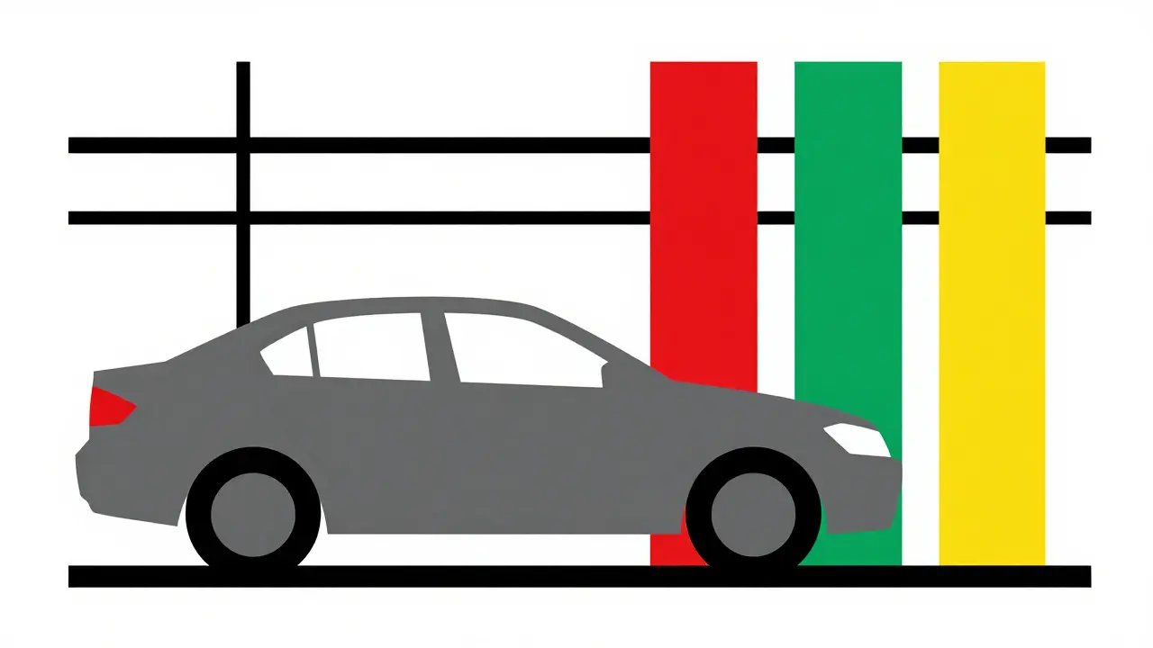 Concetto diagnostico automobilistico in stile De Stijl con barre colorate astratte
