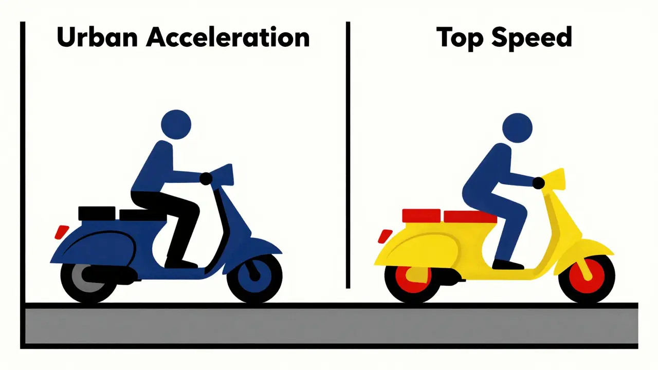 Confronto grafico tra ripresa urbana e velocità massima in stile De Stijl