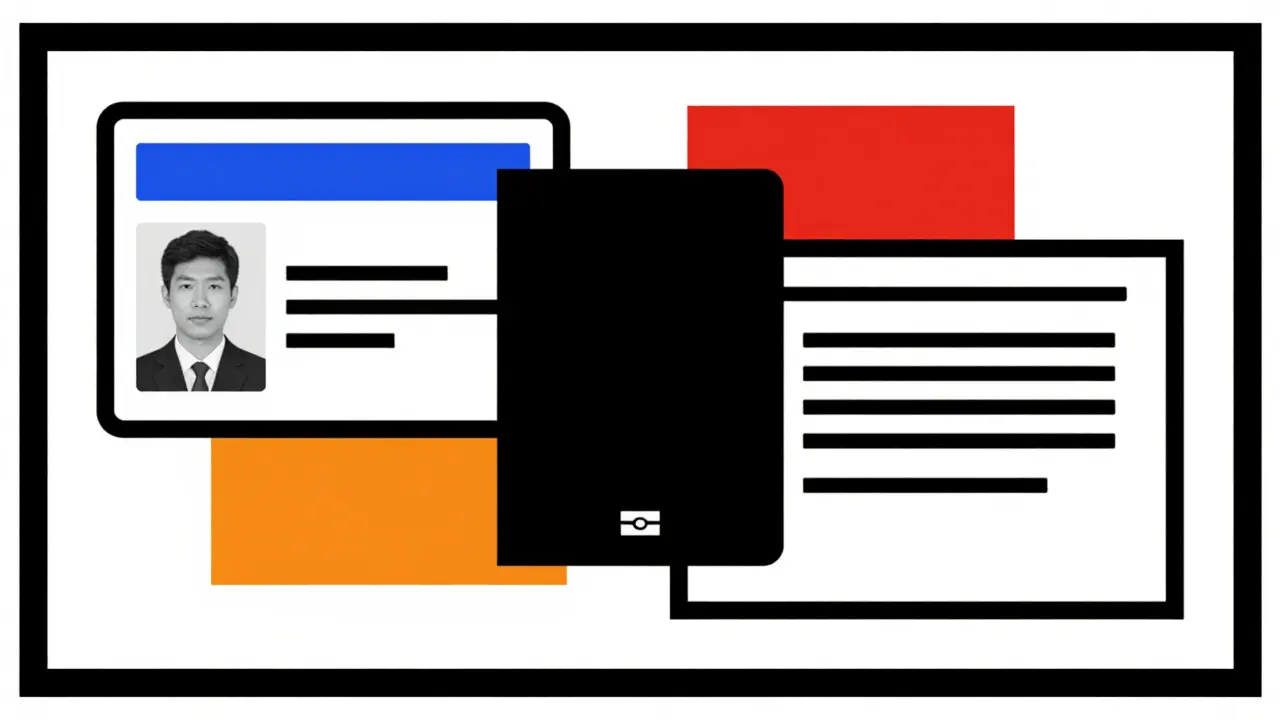 Documenti di viaggio geometrici in stile De Stijl