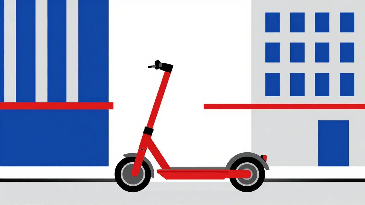 Monopattino elettrico stilizzato in architettura urbana