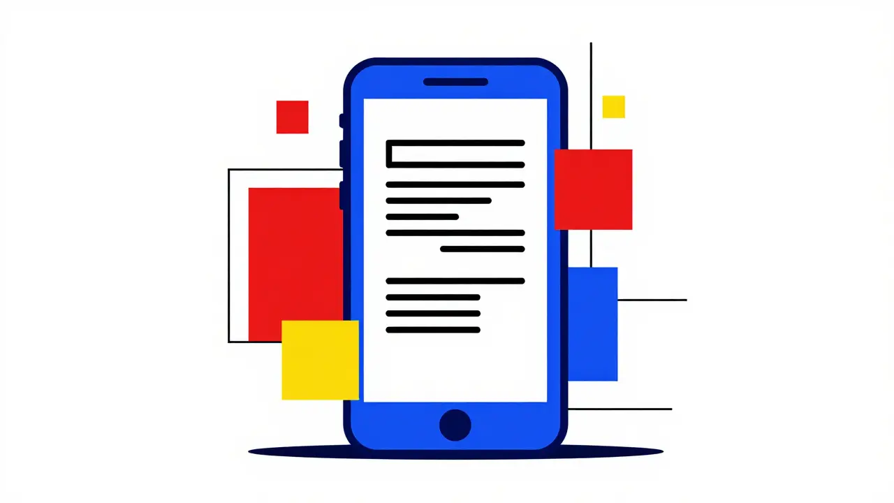 Rappresentazione stilizzata De Stijl della Carta Verde digitale su smartphone
