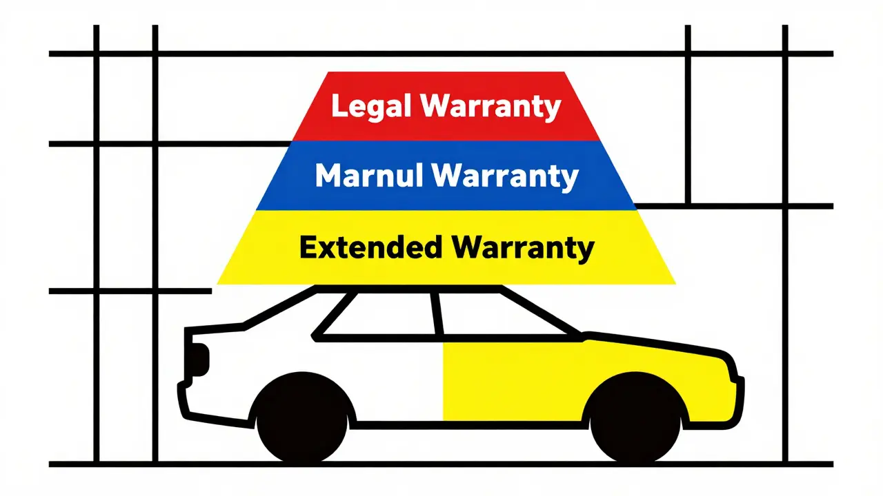 Tre livelli di garanzia auto rappresentati geometricamente