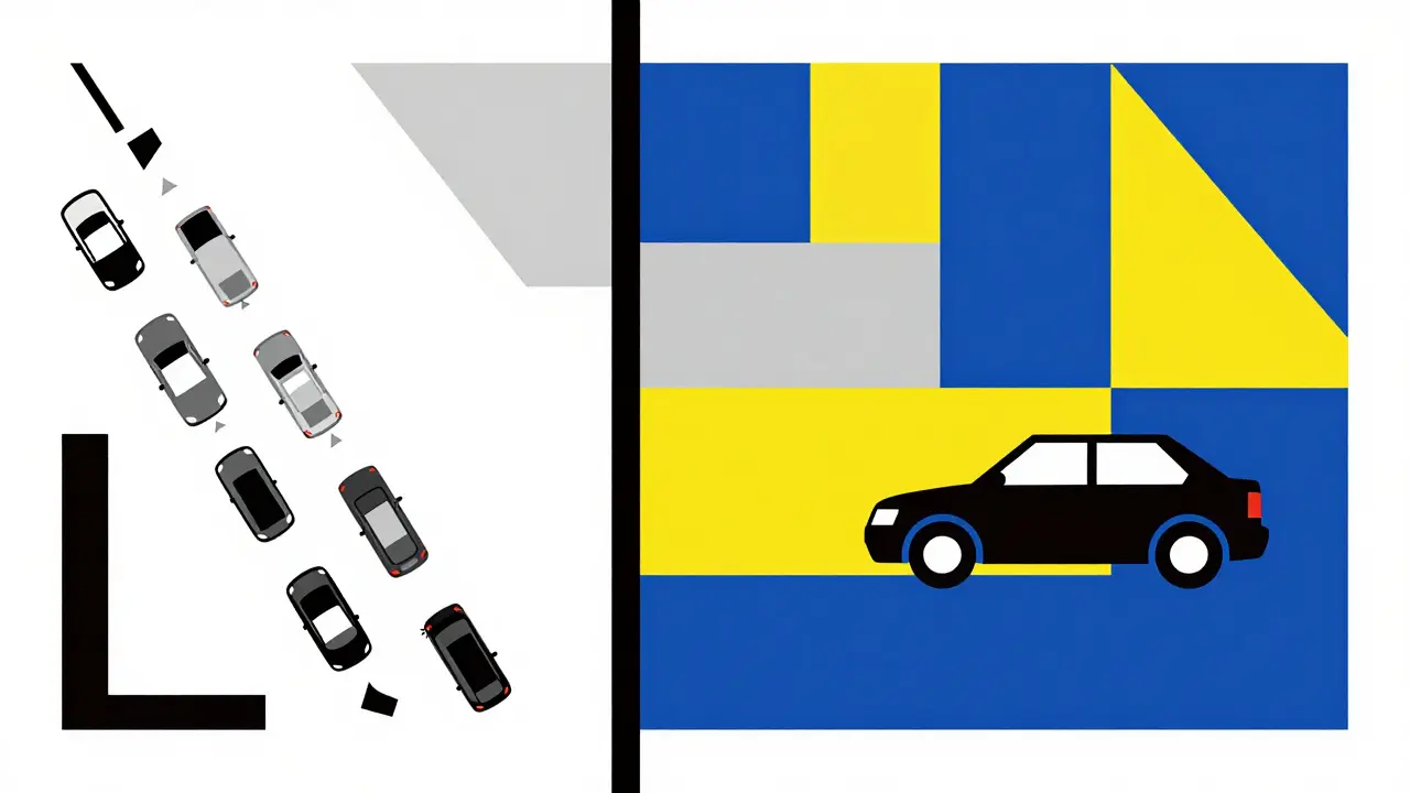 Confronto geometrico tra attesa pubblica e privata auto