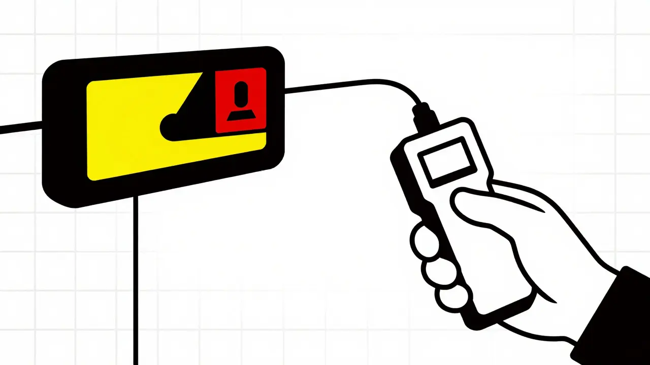Diagnosi auto stilizzata De Stijl con scanner OBD e luci di controllo