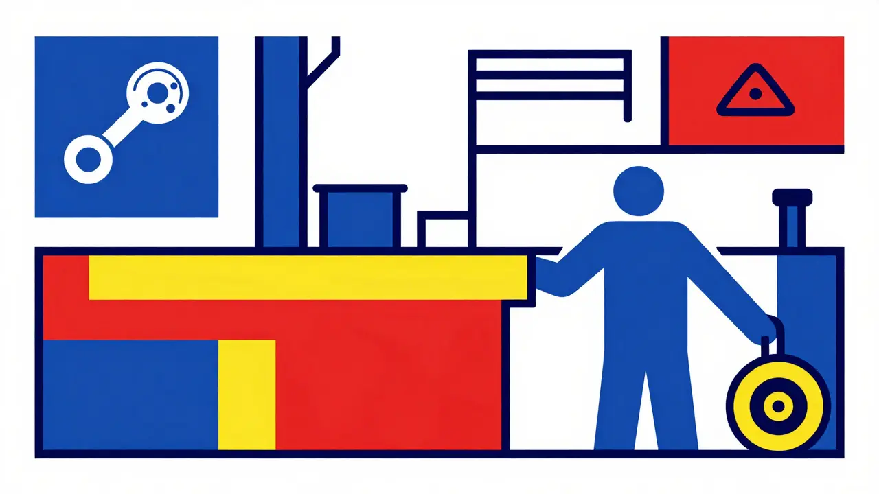 Manutenzione auto preventiva in stile De Stijl