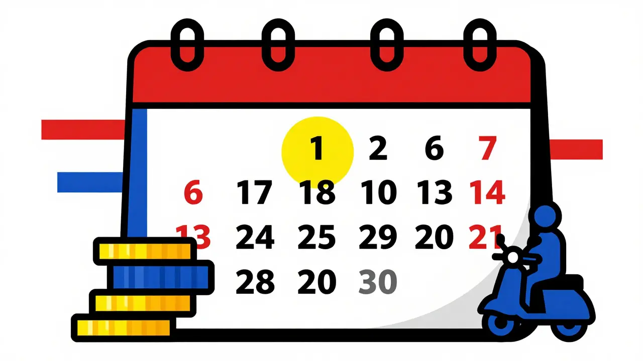 Calendario scadenze e costi revisione in stile De Stijl