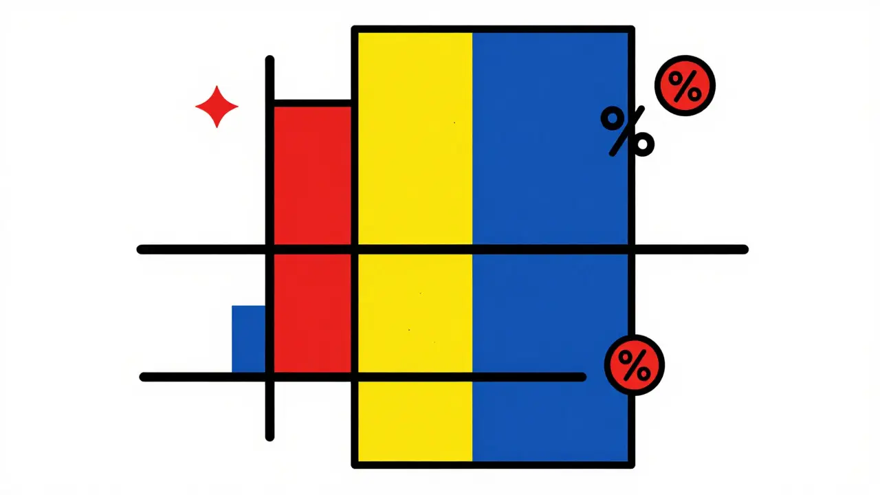 Illustrazione geometrica che confronta tassi nominali e costi effettivi