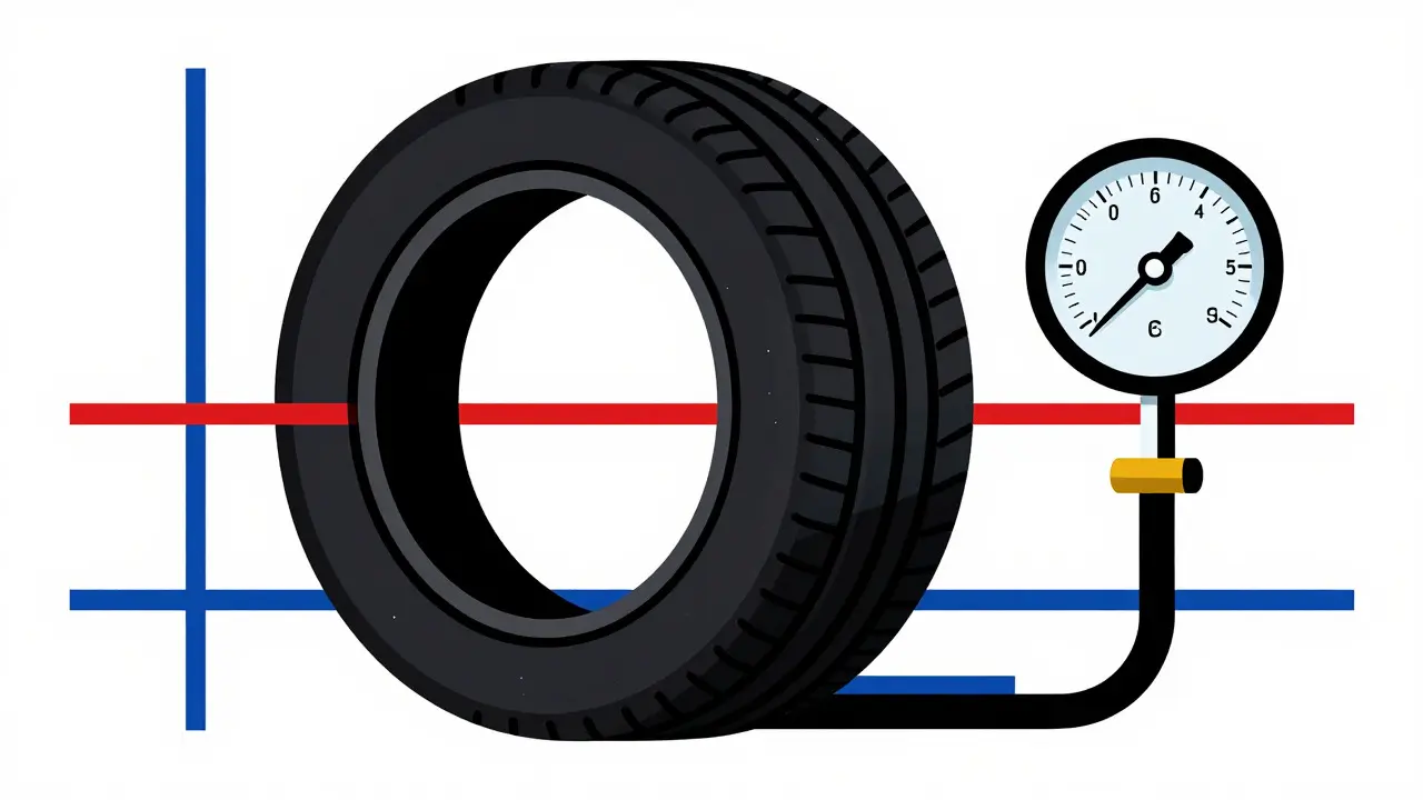 Pneumatico e manometro astratti in stile De Stijl