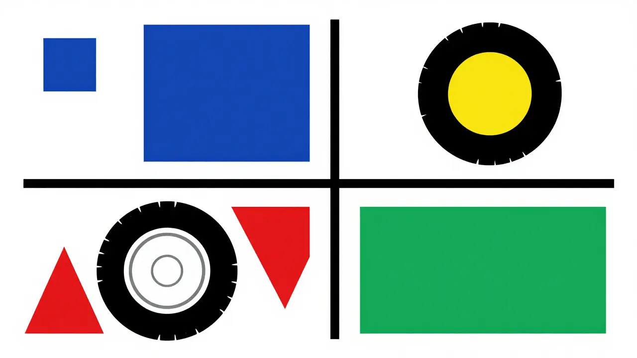 Schema annuale di manutenzione auto in stile arte astratta De Stijl
