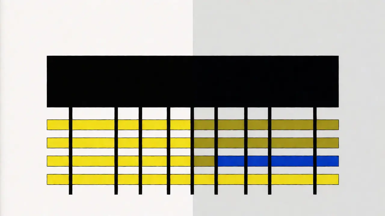 Composizione astratta De Stijl che rappresenta il budget familiare con barre gialle e linee nere