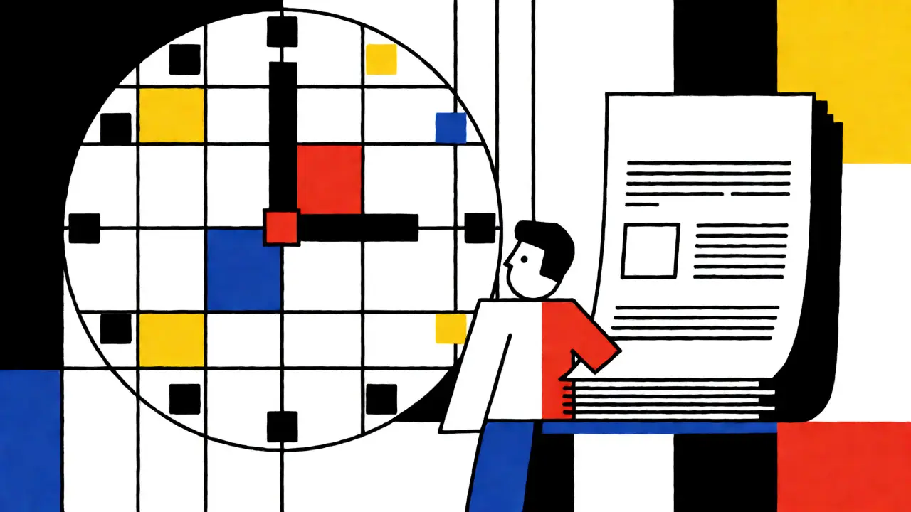 Composizione astratta De Stijl che rappresenta la scadenza di tre giorni per la denuncia