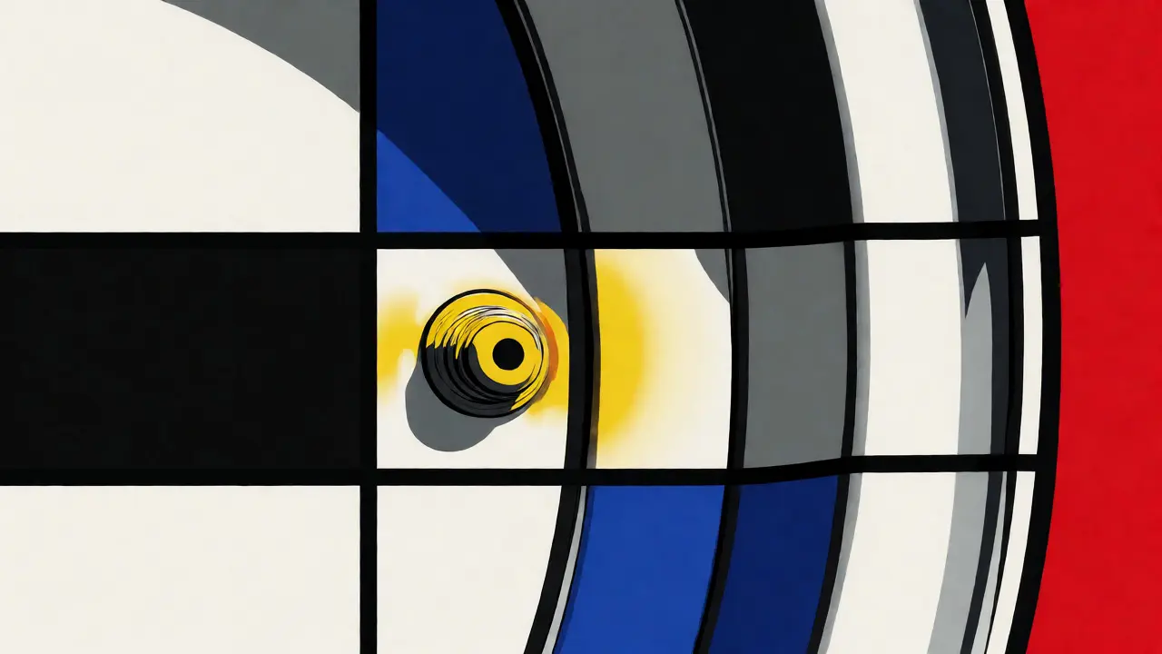 Composizione geometrica De Stijl che evidenzia la valvola e il cerchio
