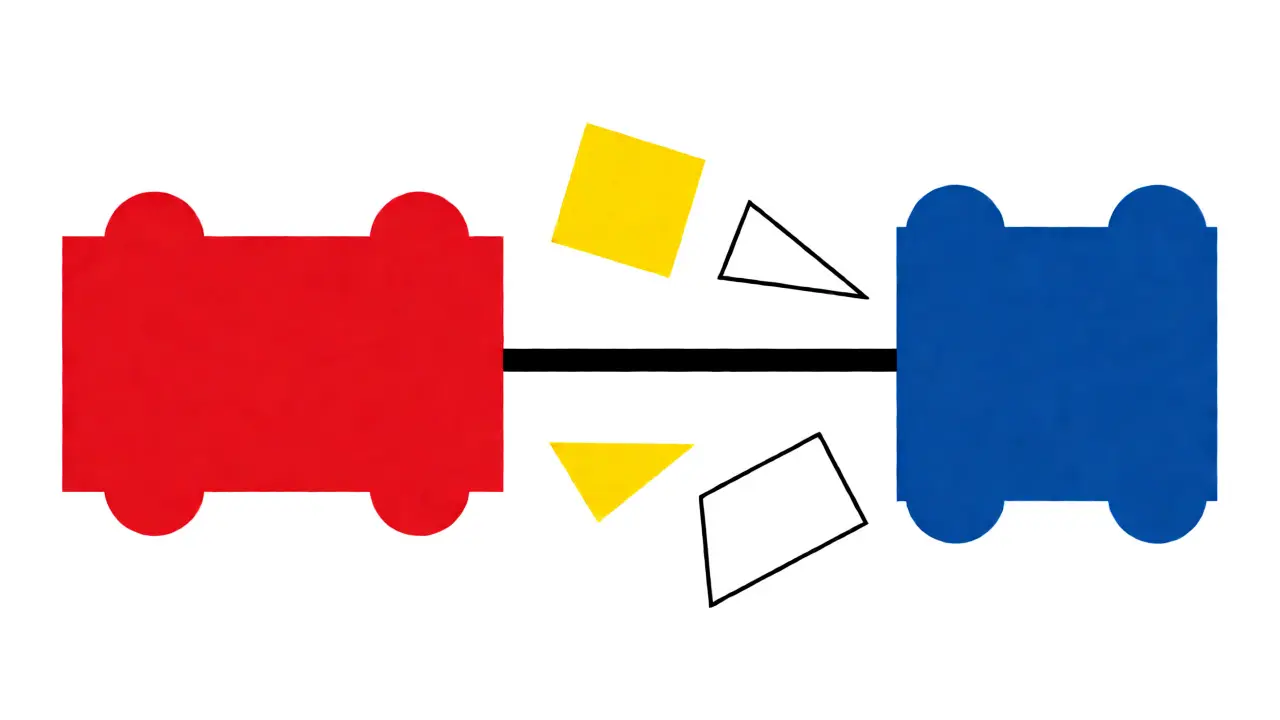 Illustrazione geometrica del trasferimento di classe assicurativa tra due veicoli stilizzati.