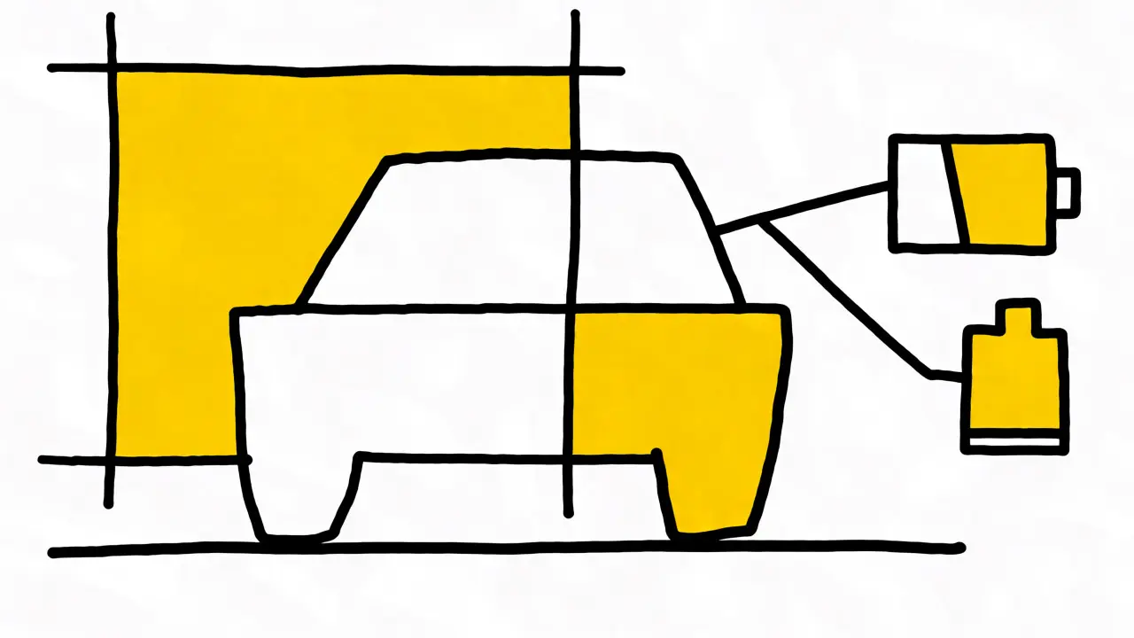 Arte geometrica: veicolo ibrido e risparmio energetico in stile De Stijl