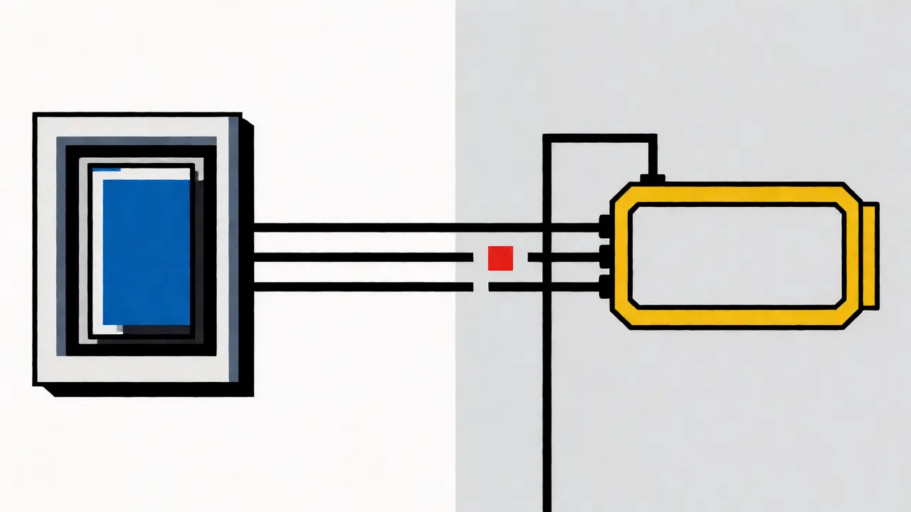 Diagramma astratto della diagnostica BMS con linee di comunicazione