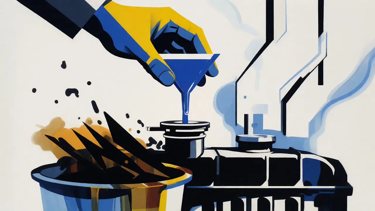 Mani stilizzate che sostituiscono il liquido refrigerante in illustrazione geometrica